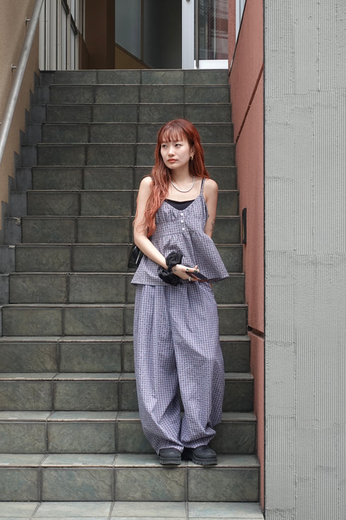 チェックボリュームラフパンツ